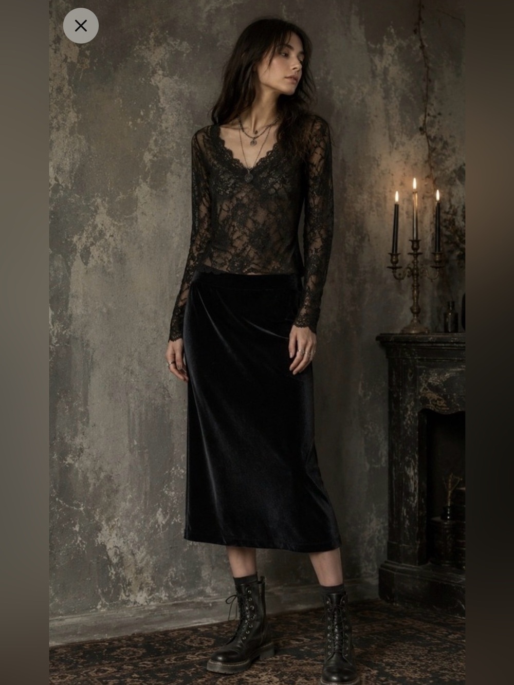 NWT Chico's Black Velvet Midi Skirt (0)